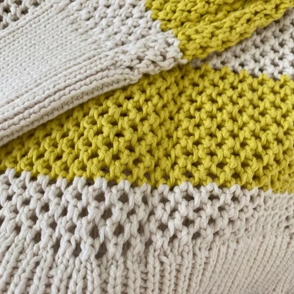 All Saints Yellow and Off-White Stripe Crochet Pullover Sweater - Picture 10 of 12